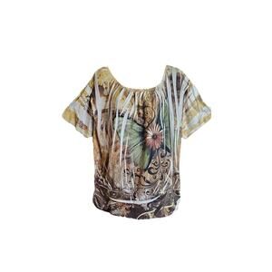 Beautiful Abstract Chic Stylish Top Size 1X (1X)